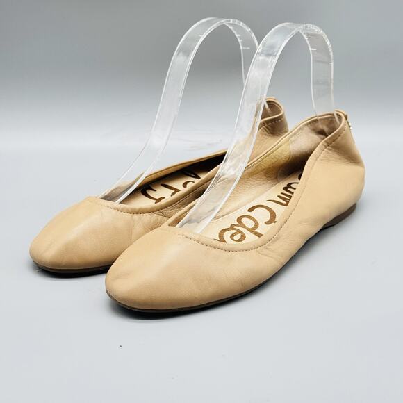 Sam Edelman Shoes Womens 6.5 Beige Leather Ballet Flats Comfort Classic Slip On - Picture 4 of 12